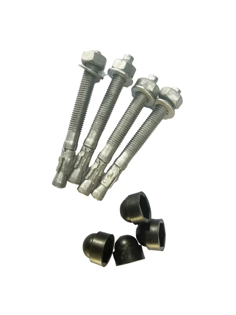 Set de 4 goujons galva 10x90 avec capuchons plastique
