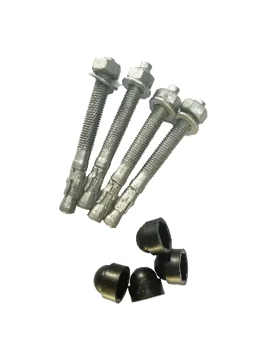 [AF105] Set de 4 goujons galva 10x90 avec capuchons plastique